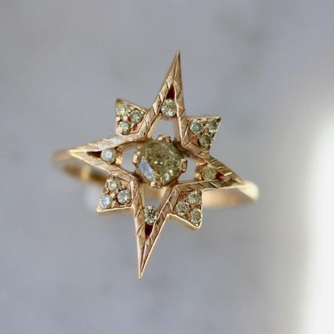 Alexandra Marie Ring Astra Yellow Diamond Star Ring Gem Breakfast, Handmade Gold Ring, Handbags Vintage, Cute Engagement Rings, Rose Gold White, Dope Jewelry, Dream Engagement, White Gold Wedding Rings, Vintage Things