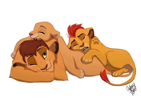 Sleepy heads by PureSpiritFlower - DeviantArt ~ Kopa, Kiara, and Kion taking a nap C: The Lion King Kiara Lion King, Lion King Simba's Pride, Lion King Images, Lion King Story, Lion King Drawings, Lion King Pictures, Lion King Fan Art, Timon And Pumbaa, Il Re Leone