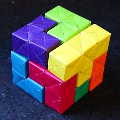 Origami Soma Cube Puzzle | Tektonten Papercraft Origami Cube, Origami Star Box, Tutorial Origami, Origami Ball, Origami And Quilling, Origami For Beginners, Origami Dragon, Origami Fish, Origami And Kirigami