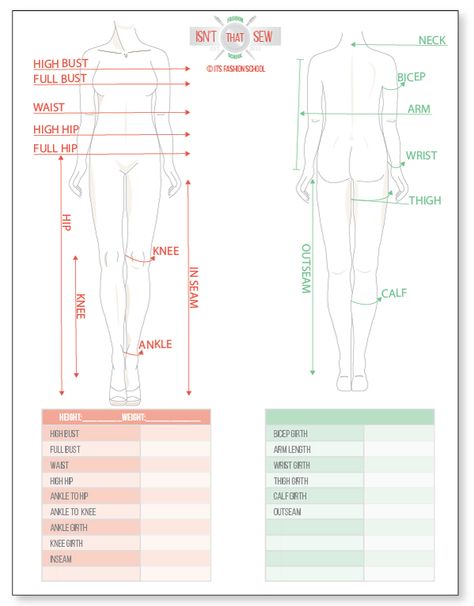 Planner Sewing, Sewing Measurements, Body Measurement Chart, Single Line Tattoo, Sewing Dress, Sewing Courses, Basic Sewing, Printable Sewing Patterns, Sewing Things