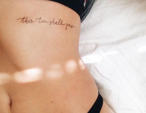 This too shall pass                                                                                                                                                                                 More Girl Rib Tattoos, Botanisches Tattoo, Wildflowers Tattoo, Orca Tattoo, Warrior Tattoos, Delicate Tattoo, This Too Shall Pass, Side Tattoos, Girly Tattoos