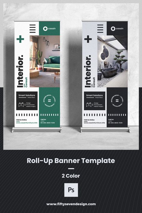 Interior Consult Roll-Up Banner Template Printed Banner Design, Rollup Design Inspiration, Corporate Roll Up Banner Design, Property Banner Design, Roll Up Stand Banner Design, Stand Up Banner Design, Roll Up Design Creative, Rollup Banner Design Creative, Pull Up Banner Design Inspiration