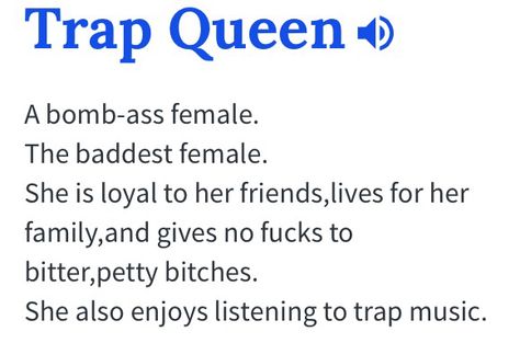 Trap queen Trap Queen, Marching Band Humor, Inner Me, Barbie Aesthetic, Queen Aesthetic, Band Humor, Poetic Justice, Trap Music, Up Quotes