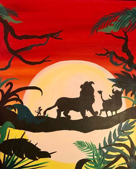 Simple Jungle Painting, Jungle Painting Easy, Jungle Scene Drawing, Jungle Drawing Sketches, Jungle Drawing Easy, Jungle Painting Acrylic, Safari Painting, Jungle Drawing, Blackboard Drawing