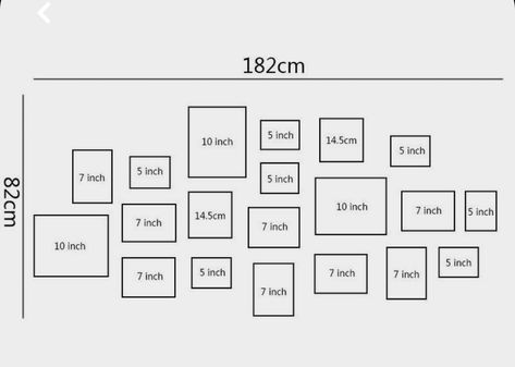 Photo Wall Dimensions, Wall Collage Template Layout, Photo Wall Collage Dimensions, Family Photo Wall Ideas Living Rooms Layout Picture Arrangements, Wedding Photo Arrangements On Wall, Photo Wall Collage Living Room Layout, Long Picture Frame Ideas Wall Decor, Asymmetrical Gallery Wall Layout, Photo Frame Composition On Wall