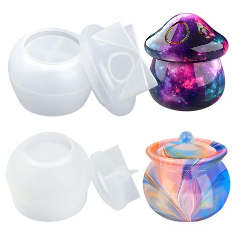 PRICES MAY VARY. 【Unique and Versatile Jars Resin Mold】- Create stunning and functional jars with our jar resin molds set. This set includes 1 jar mold with a lid, perfect for storing jewelry, candy, makeup brushes, and more. The molds can also be used for home decoration, allowing you to showcase your creativity. 【Premium Quality and Easy to Use】- Made from durable silicone using advanced techniques, these resin molds are flexible, smooth, and reusable. The molds are easy to demold and clean, m Resin Containers, Jewelry Container, Craft Storage Box, Storing Jewelry, Candy Makeup, Diy Shop, Stash Jars, Candy Jewelry, Resin Ideas