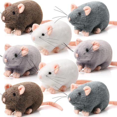 PRICES MAY VARY. Sufficient Quantity: you will get 8 pieces of rat stuffed animals, including 2 light gray, 2 brown, 2 white, 2 dark gray, sufficient quantities can meet your play needs, and you can also share them with your friend and family members Proper Size: each mouse stuffed animal measures about 7 inches/ 18 cm of body, and the tail is about 5.5 inches/ 14 cm long, mimics the size of a real mouse, and fits just right in your hand, taking up no space and making it easy to store and carry Rat Stuffed Animal, Stuffed Mice, Rat Plush, Mouse Stuffed Animal, Realistic Stuffed Animals, Rat Toys, Mouse Toy, Teddy Bear Stuffed Animal, Christmas Plush