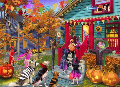 Amazon.com: Vermont Christmas Company Trick or Treat Halloween Jigsaw Puzzle 1000 Piece : Toys & Games Puzzle Warehouse, Vermont Christmas, Halloween Jigsaw Puzzles, Company Halloween, Halloween Puzzles, Jigsaw Puzzles Art, Backyard Adventure, Haunted House Party, Jigsaw Puzzles 1000