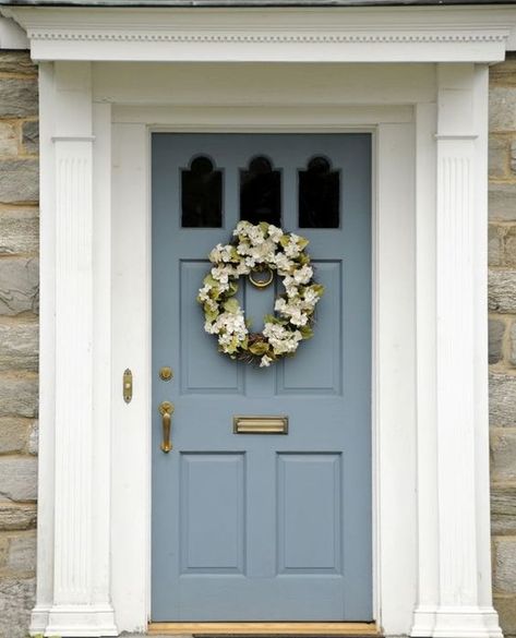 Best Front Door Colors, Unique Front Doors, Best Front Doors, Blue Front Door, House Paint Color Combination, Black Shutters, Front Door Paint Colors, Exterior House Paint Color Combinations, Door Colors