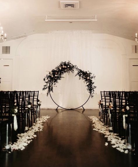 Round Wedding Arch Decor, Circular Flower Arch Wedding, Black Circle Arch Wedding, Wedding Arch Black And White, Black And White Wedding Arch, Black Wedding Arch, Blair Wedding, Amber Davis, Round Wedding Arch