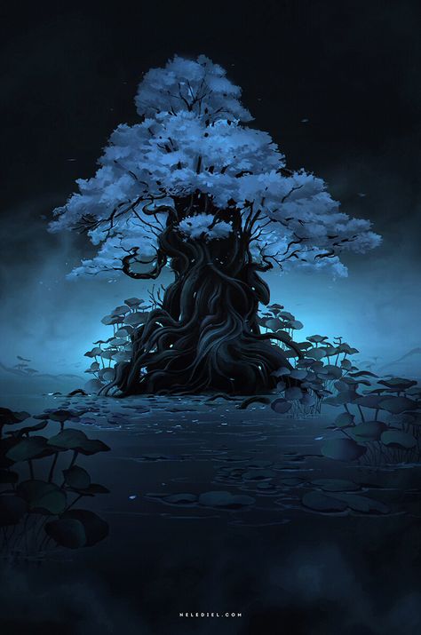 ArtStation - Healing Tree, Nele Diel Healing Tree, Glowing Mushrooms, Fantasy Tree, Digital Art Illustration, And Now, Digital Artist, Cool Pictures, Fantasy Art, Illustration Art