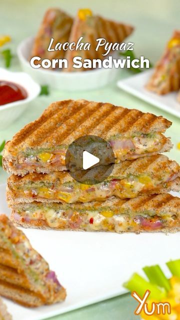 Yum on Instagram: "Laccha Pyaaz Corn Sandwich #reels #sandwich #tasty #corn" Sandwich Recipes Vegetarian Indian, Corn Recipes Indian, Corn Sandwich Recipe, Sandwich Recipes For Kids, Sandwich Recipes Indian, Vegetarian Sandwich Recipes, Potato Sandwich, Healthy Sandwich Recipes, Sandwich Bread Recipes