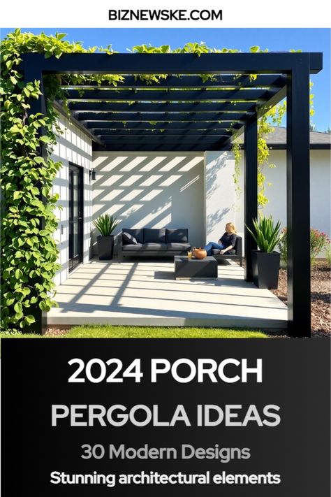 modern pergola designs for front porches Pergola In Front Yard, Steel Pergola Attached To House, Front Pergola Porch, Pergola Modern Design, Modern Pergola Ideas Attached To House, Modern Pergola Attached To House, Pergola Ideas Attached To House, Modern Patio Cover, Modern Pergola Ideas