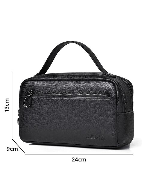 Black  Collar  Pu Plain  Embellished   Men Bags Mens Handbag, Men Clutch Bag, Black Clutch Bags, Mens Toiletry Bag, Back To School Bags, Travel Storage Bag, Handbag Patterns, Black Clutch, Retro Men