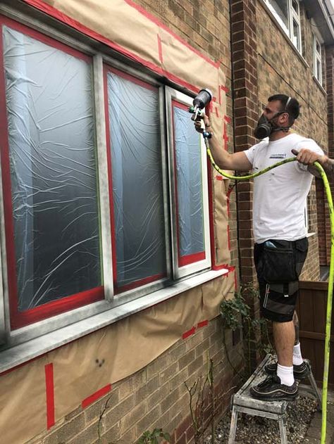 Painting Upvc Windows, Painted Upvc Door, Windows Upvc, Dulux Weathershield, Upvc Door, Upvc Windows, Plastic Windows, Painting Plastic, Drip Painting