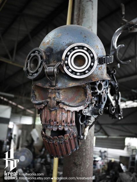 Junk Metal Art, Cool Welding Projects, Recycled Metal Art, Welding Art Projects, Metal Skull, Metal Artwork Wall, Metal Working Projects, Metal Garden Art, Steel Art