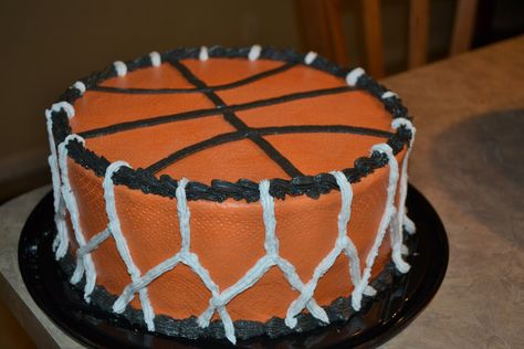 - all buttercream Basketball Birthday Cake, Basketball Cookies, Two Layer Cakes, Basketball Cake, Basketball Birthday Parties, Frosting Techniques, Basketball Birthday, Birthday Cake Recipe, Cakes For Boys