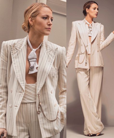 Blake Lively Blake Lively Suit Outfit, Blake Lively In Suits, Dandy Style Women Outfits, Grooms Woman, Blake Lively Suit, Blake Lively Outfits, Bond Outfits, Blake Lively Style, Dandy Style