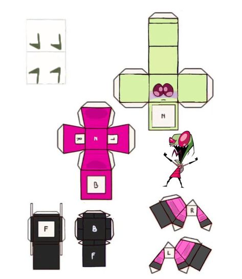 Gir Papercraft, Invader Zim Papercraft, Nerd Cave, Paper Doll Printable Templates, Scene Core, Paper Puppets, Diy Clothes Videos, Paper Doll Template, Dog Coloring Page