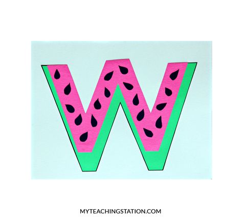 Letter W Craft Watermelon Letter W Craft, W Is For Watermelon, Letter W Crafts, Letter W Activities, W Craft, Worm Crafts, Preschool Letter Crafts, Craft For Children, Summer Preschool Crafts