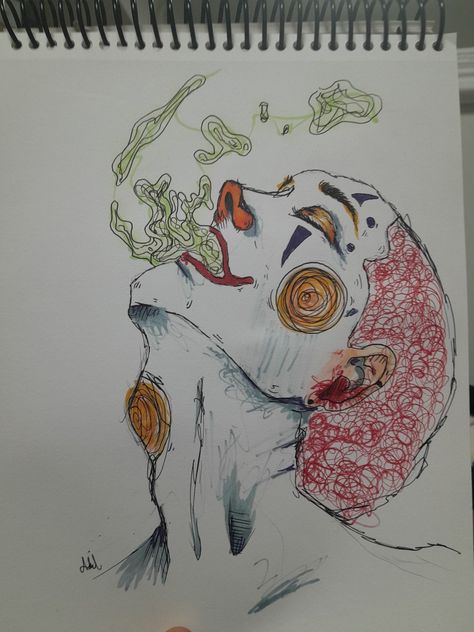 Happy Clown Drawing, Clown Drawing Creepy, Weird Face Art, Clown Drawing Sketch, Clown Sketch, Clown Drawing, Happy Clown, Weird Drawings, Scary Clowns