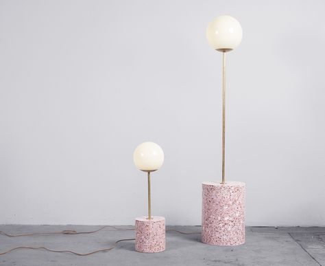 Symbols, Snakes, and Spirituality in a New Collection of Terrazzo Furniture - Sight Unseen Terrazzo Interior, Artsy Furniture, Terrazzo Furniture, Pink Terrazzo, Diy Luminaire, Terrazzo Design, Concrete Lamp, Lampe Decoration, Decorative Table Lamps