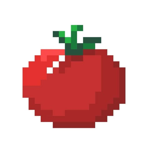 Ripe tomato with leaf, pixel veggies products Pixel Fruit, Pixel Food, Pixel Illustration, 8 Bits, Pixel Pattern, Ripe Tomatoes, Pixel Art Pattern, Fuse Beads, 8 Bit