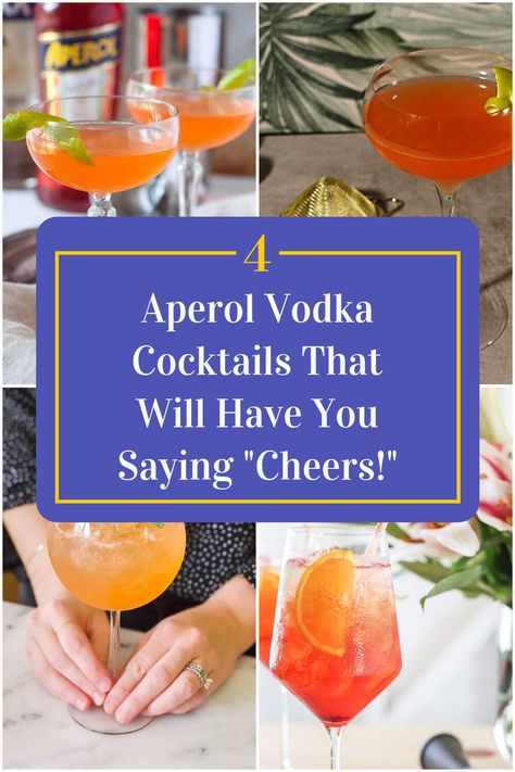 Collage of 4 aperol vodka cocktails. Aperol Drinks, Vodka Recipes Drinks, Grapefruit Vodka, Easy To Make Cocktails, Vodka Cocktails Recipes, Vodka Cocktail, Vodka Recipes, Vanilla Vodka, Fancy Drinks