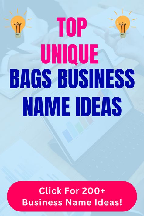 Looking for unique Bags business name ideas? Check out our list of top unique, funny, cute and catchy Bags business names in our blog post! Drink Business, Ideas Name, Name Idea, Unique Business Names, Business Name Ideas, Twitter Ads, Business Slogans, Facebook Pixel, Linkedin Marketing