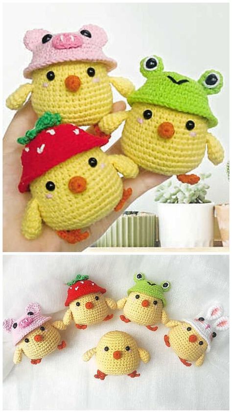 Crochet Spring Patterns Free, Crochet Chick Pattern Free, Amigurumi Hat Free Pattern, Crochet Chickens Free Patterns, Chicken Amigurumi Free Pattern, Amigurumi Chicken Free Pattern, Free Chicken Crochet Pattern, Free Crochet Chicken Patterns, Free Amigurumi Patterns Animals