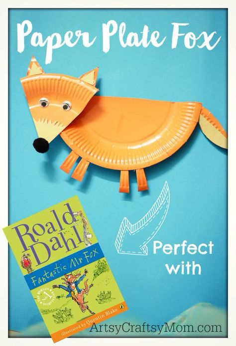 Paper Plate Fantastic Mr. Fox Craft Easy Art Crafts, Roald Dahl Activities, Ronald Dahl, Fox Craft, Crafts Quotes, Paper Plate Art, Roald Dahl Day, Timmy Time, Monkey Crafts