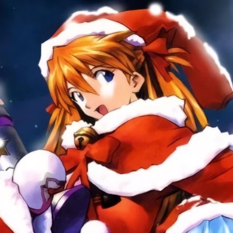 Asuka Langley Icon, Christmas Profile Pictures, Asuka Langley Soryu, Duos Icons, Neon Evangelion, Anime Christmas, Asuka Langley, Icons Pfp, Rei Ayanami