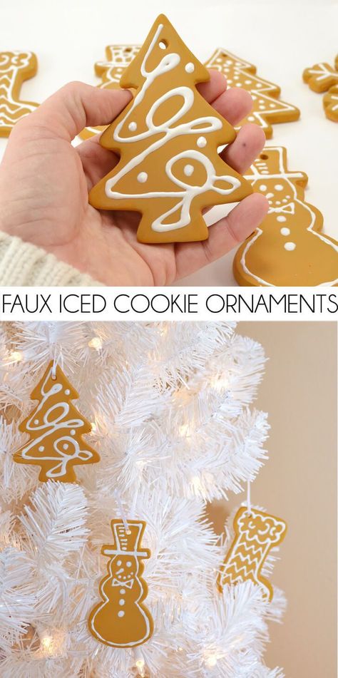 Faux Gingerbread, Christmas Family Feud, Cookie Ornaments, Free Crafts, Faux Christmas, Candy Ornaments, Gingerbread Ornaments, Ornament Cookies, Food Ornaments