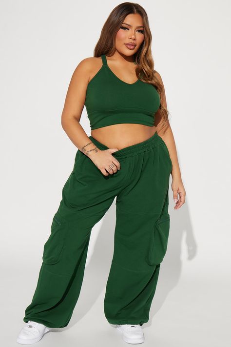 Spaghetti Strap Crop Top, Sweater Jumpsuit, Jogger Set, Pant Set, Green Fashion, Jogger Pants, Sweater Jacket, Matching Sets, New Black