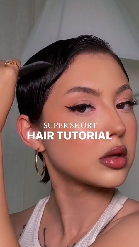 ashghotcakess on Instagram: My everyday hair routine for super short hair in that awkward phase. Stops my hair from sticking up all day long ✨ . . . . . .… Awkward Phase Hairstyles, How To Style Really Short Hair, Everyday Hair Routine, Everyday Hair, Really Short Hair, Stuck Up, Super Short Hair, Short Hair Tutorial, Hair Routine