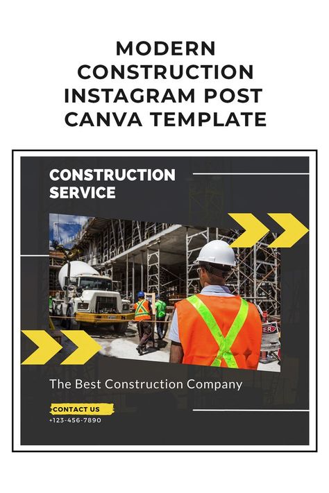 Construction Instagram Post, Modern Construction, Construction Services, Construction Company, Instagram Post Template, Post Templates, Canva Template, Instagram Post, Instagram Posts