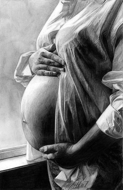 The Miracle - Pencil Drawing Breastfeeding Art, Birth Art, Pregnancy Art, A Pregnant Woman, White Drawing, Charcoal Art, 인물 드로잉, Ink Drawings, Pencil Art Drawings