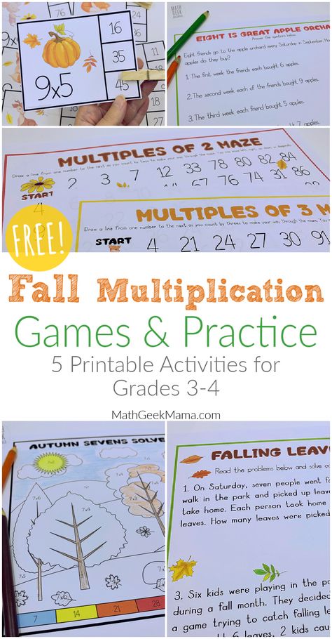 November 3rd Grade, Fall Multiplication Activities, Thanksgiving Multiplication, Fairy Tale Stem, Thanksgiving Math Games, Learning Multiplication, Multiplication Activities, Free Homeschool Printables, Multiplication Practice