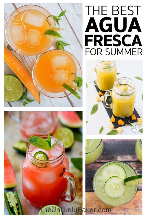 Peach Aqua Fresca, Agua Fresca With Alcohol, Aquas Frescas Recipes, Aguas Frescas Recipes, Aqua Fresca Recipes Mexican Drinks, Aguas Frescas Mexicanas Recipes, Aqua Frescas, Fruit With Water, Aquas Frescas