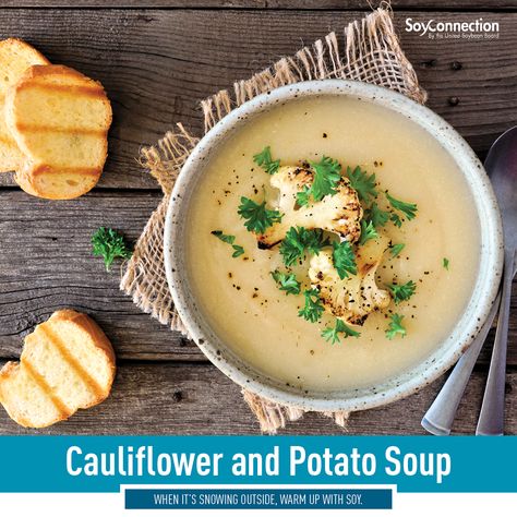 Cauliflower And Potato Soup, Snowy Outside, Cauliflower And Potato, Recipe Cauliflower, Creamy Cauliflower, White Potatoes, Recipe Details, Fresh Salads, Fresh Veggies