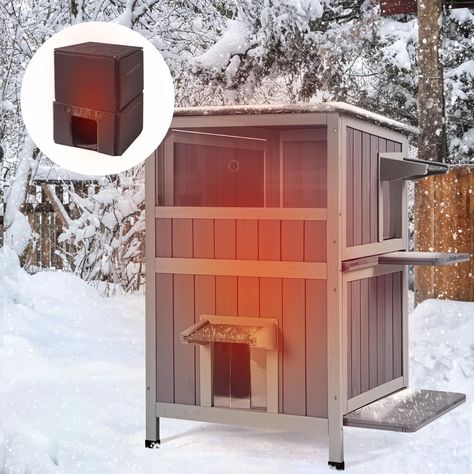 PRICES MAY VARY. 🔥【Insulated Cat Shelter】: 6 Sides All-round Insulation liner lock the comfortable temperature : Optimal cold and heat protection for cat through insulation on all walls, roof and floor. It will cut the outdoor cold temperature and keep your pet warm & comfy. 🔥【Unique Design Insulation Liner】Filled with 0.78" thick sponge insulated liner, the outdoor cat house will effectively keep your pets warm in cold weather. Insulation on all walls, roof and floor to protect your cats from Outdoor House For Cats, Heated Outdoor Cat House For Winter, Outdoor Cat Shelter Cold Weather, Outdoor Cat Enclosure Winter, Outdoor Cat House For Winter Diy, A Frame Cat House, Cat House For Winter, Cat Shed, Cats In Winter