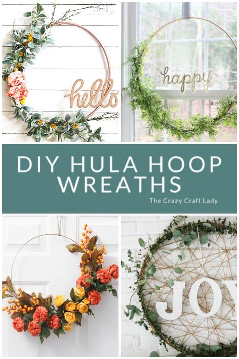 DIY Hula Hoop Wreath Ideas - Hoop Wreath Crafts: Get inspired to make your very own hula hoop wreath with one of these 8 gorgeous giant hoop wreaths. Add some fun to your home or party decor. #HoopWreath #HulaHoopWreath #DIYWreaths Hoop Wreath Ideas, Cadre Photo Booth, Hula Hoop Wreath, Diy Hula Hoop, Party Decor Diy, Hoop Wreaths, Paper Flower Wreaths, Joy Wreath, Inexpensive Crafts