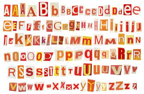 Newspaper alphabet. Newspaper, magazine alphabet. Selected red, yellow, orange and white colors royalty free stock image Red Alphabet Letters Aesthetic, Yellow Letters Aesthetic, Orange Alphabet Letters, Newspaper Alphabet Letters, Alphabet Letters To Print Free Printable, Red Alphabet Letters, Red Newspaper, Yellow Magazine, Red Scrapbook