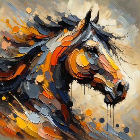 Vivid oil painting of a Horse made by AI Artist Þórunn Þorsteinsdóttir on Text to Image art generator - Deep Dream Generator. Create your own free art. Oil Painting Spatula, Horse Head Painting, Horse Paintings Acrylic, Abstract Horses, Colorful Horse Painting, Head Painting, Pollock Paintings, Abstract Horse Painting, Horse Oil Painting