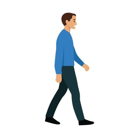 Man Walking Illustration, Side View Character, Walking Character, Side View Illustration, Walking Cartoon, Walking Animation, Vector Illustration Character, View Illustration, Character Turnaround