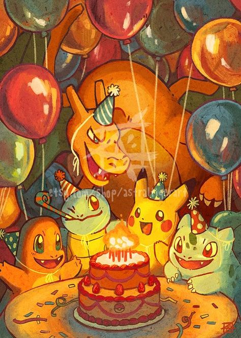 Pokemon Birthday Card, Pokemon W, Happy Birthday Art, Pokemon Birthday Party, Pokemon 20, Pokemon Party, Pokemon Birthday, Pokemon Eevee, Pokemon Fan Art