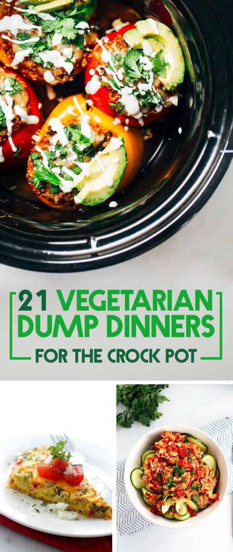 Vegetarian Dump Dinners, Crock Pot Dump, Burger Vegetarian, Sandwich Vegetarian, Resep Vegan, Meat Lasagna, Vegetarian Crockpot Recipes, Dump Dinners, Pumpkin Chili