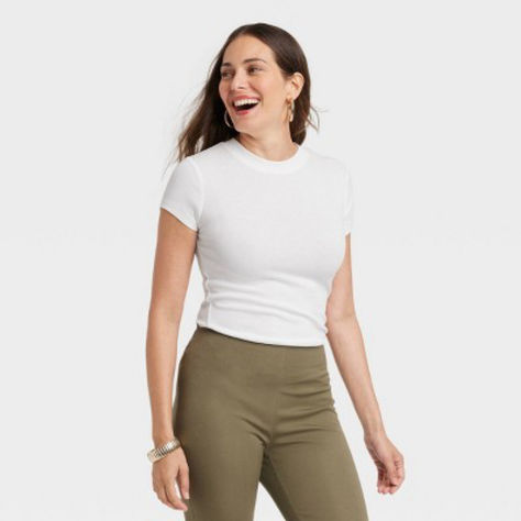 Save $2.40 (30% off). Size XS-4X. Short-sleeve T-shirt makes a great addition to your casualwear. Soft fabric with added stretch ensures a comfortable fit, Solid color pairs with a variety of bottoms and layering pieces for versatile styling. Basic Crewneck, Fall Capsule Wardrobe, Denim Accessories, Slim Fit Shorts, Hem Style, Womens Clothing Sizes, Sweater Sleeves, Stylish Shirts, Layering Pieces