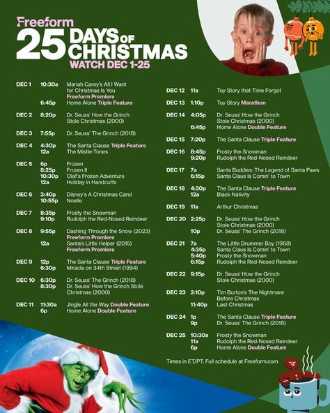 Christmas Schedule, The Santa Clause 2, Christmas With The Kranks, Arthur Christmas, The Little Drummer Boy, Christmas Watches, Miracle On 34th Street, Holiday Schedule, Disney World Magic Kingdom