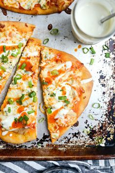 Buffalo Chicken Flatbread Pizzas l SimplyScratch.com Buffalo Chicken Pita Pizza, Buffalo Chicken Naan Pizza, Buffalo Flatbread, Flatbread Pizza Recipes Chicken, Buffalo Chicken Flatbread Pizza, Keto Flatbread, Buffalo Chicken Flatbread, Blue Cheese Dip Recipe, Chicken Flatbread Pizza